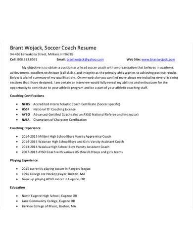 Free 15 Coach Resume Samples In Ms Word Pages Pdf