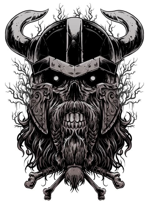 Viking Skull Warrior Odin Illustration Art Print By Anziehend