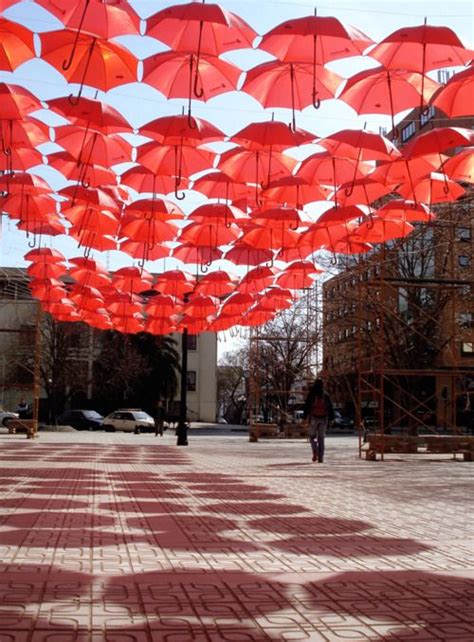 Floating Curtain Of Red Umbrellas Umbrella City Gallery Red Umbrella