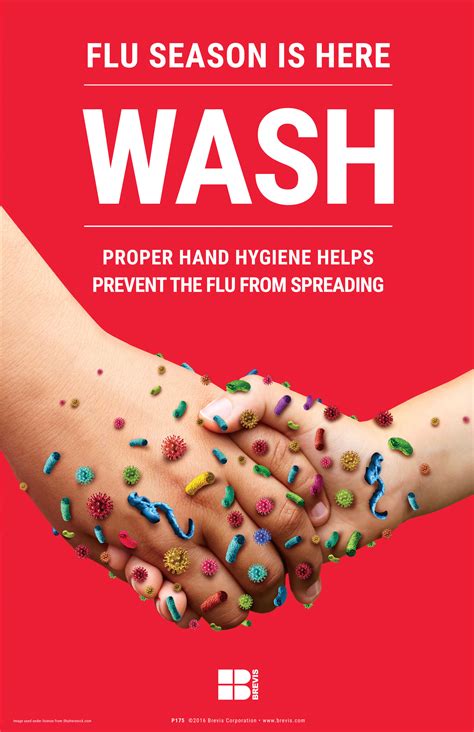 Wash Hand Hygiene Prevents Flu Poster 11x17 Brevis