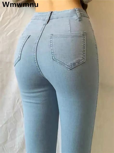sexy skinny hoge taille blauwe jeans vrouwen plus maat 38 40 koreaanse mode slanke potlood broek