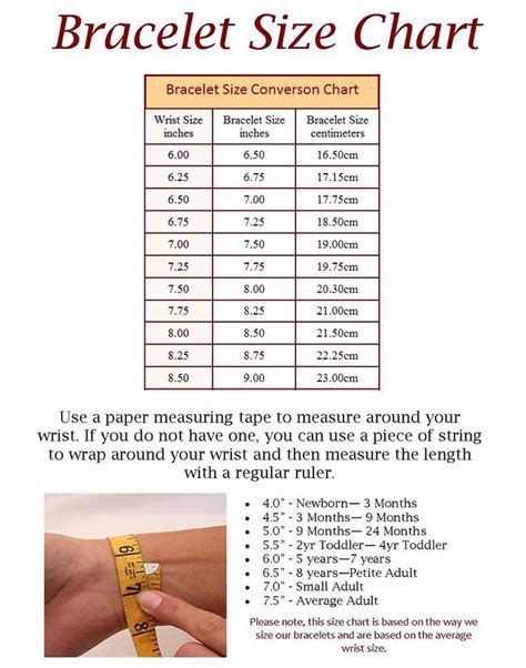 Bracelet Size Chart By Age