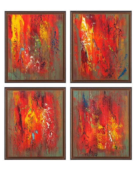 Bodine, kari taylor, grace feyock, ruth yuhas and others artists. John Richard 24X28 Ea Set Of 4 "Jinlu" Embers