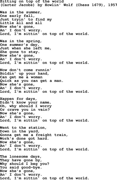 On Top Of The World Lyrics