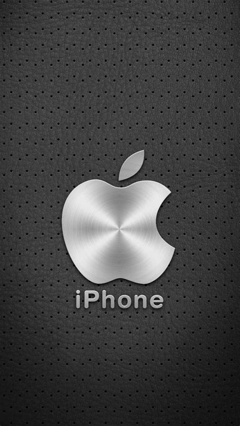 An Apple Logo On A Black Background With Silver Dots And The Words