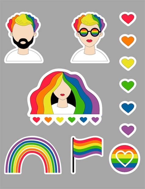premium vector lgbt pride month stickers lgbtq community symbols lesbian girls and gay man