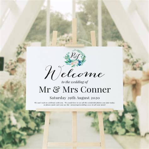 Floral Wedding Welcome Sign Wreath Flowers Floral Pink Greenery