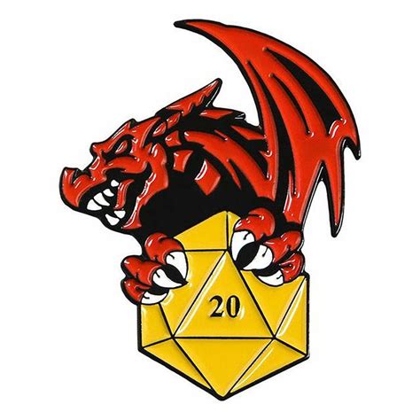 Dungeons And Dragons Inspired D20 Dragon 20 Sided Dice Fantasy Role Playing Pin Ebay