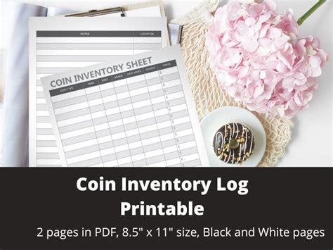 Coin Inventory Log Printable Digital Instant Download Etsy