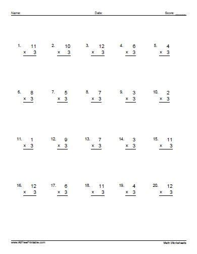 Multiplying By 3 Worksheets Free Printable