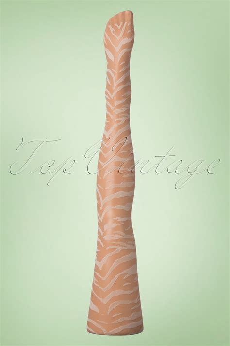 Fiorella Collants Tigris En Blanc Et Nude