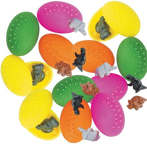 Plastic Dinosaur Filled Easter Eggs Pack Of 12 2 Pre Filled Dinosaur