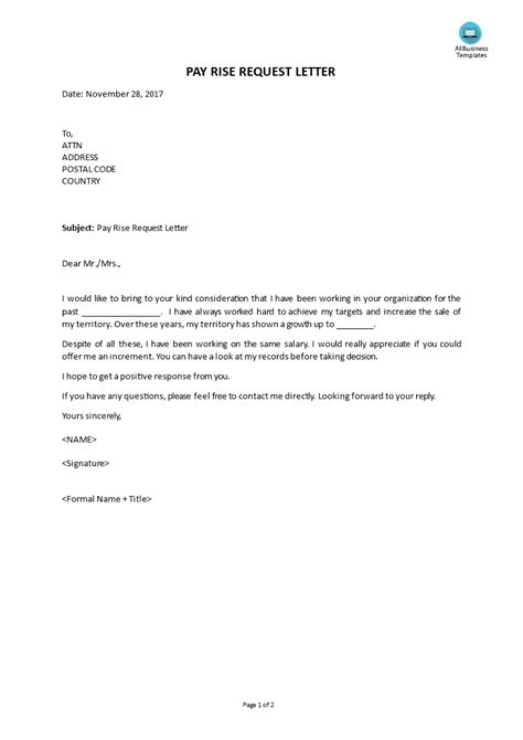 pay rise request letter templates