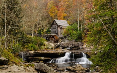 Nature Landscapes Rivers Streams Forest Mill Scenic Autumn Fall Seasons
