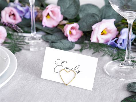 10 Heart Shaped Gold Place Card Holders Gold Metal Place Card Etsy Uk