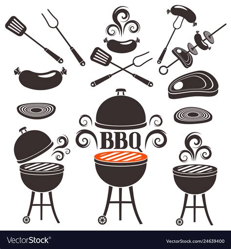 Set Elements On A Theme Barbecue Royalty Free Vector Image