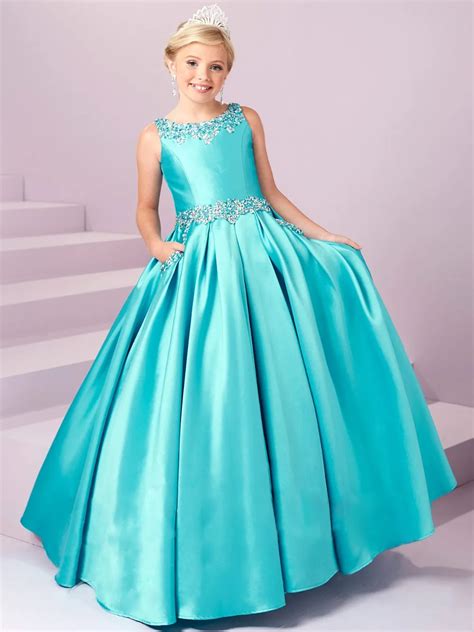 Fashion Girls Pageant Dresses 2017 Beaded Crystal Long Flower Girl Dress Graduation Gowns