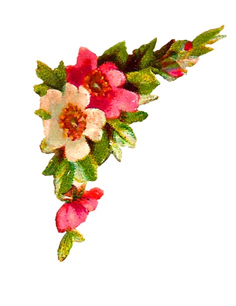 Antique Images Digital Flower Corner Design Roses Clip Art Scrapbooking