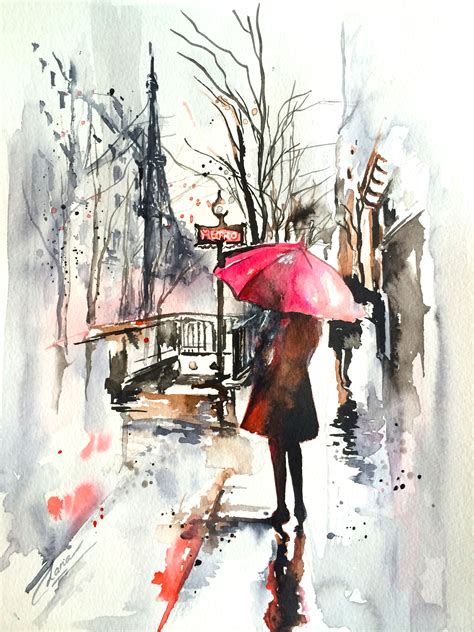 Love Rainy Art Rainy Paris In Fall By Toronto Artist Lana Moes