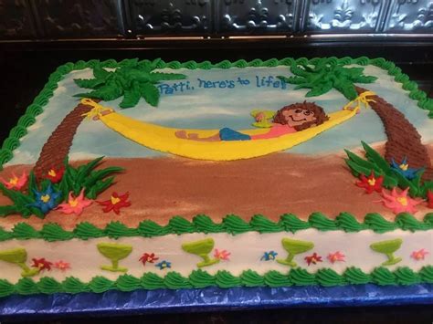 Roses are pink, i need something to bake, 'cause it's my. Retirement, Hammock, woman with margarita cake. 1/2 sheet | Retirement cakes, Retirement party ...