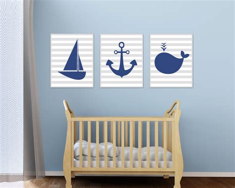 Nautical Nursery Art Print Baby Boy Nautical Wall Art By Hopandpop