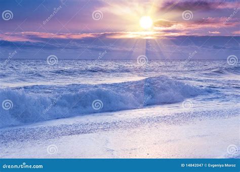 Dramatic Sunrise Over Ocean Stock Image Image Of Cloudscape Coast