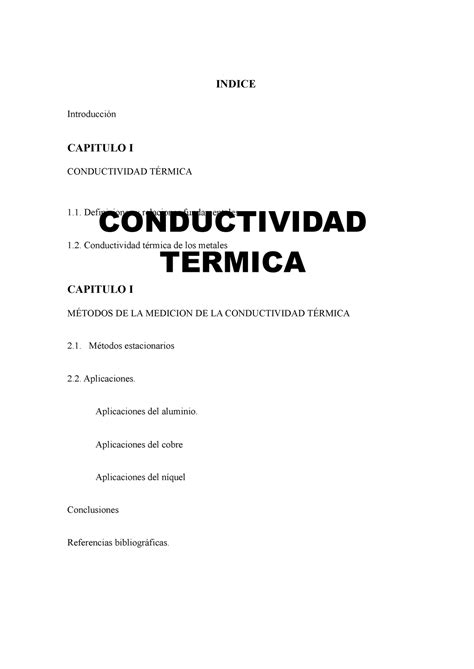 Conductividad Termica Introducción Capitulo I Conductividad TÉrmica