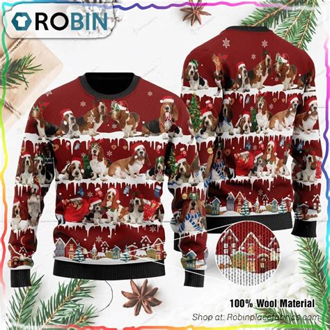 Basset Hound Ugly Christmas Sweater Robinplacefabrics