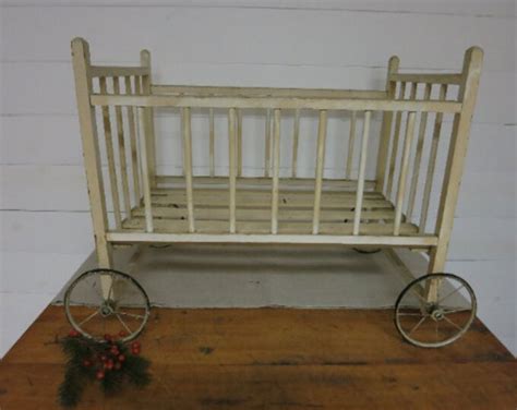 Antique Doll Bed On Wheels Etsy