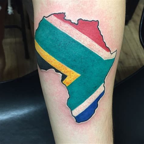Colored Arm Tattoo Of Africa Map Piece Tattooimagesbiz