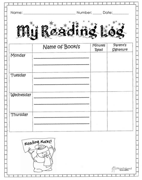 Free Printable 1st Grade Reading Log Josephine Wilsons Reading