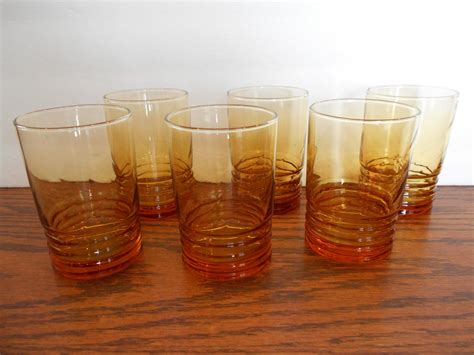 Libbey Amber Drinking Glasses Set Of Six