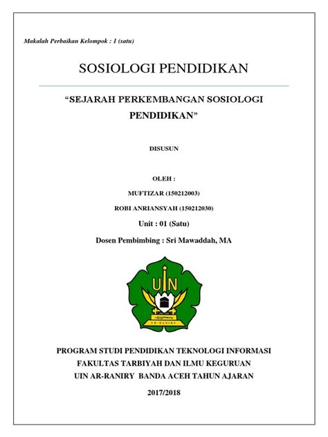 Kementerian pendidikan dan kebudayaan republik indonesia 2017. Makalah sosiologi pendidikan