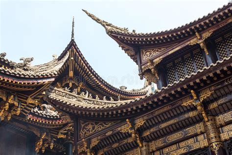 Traditional Chinese Architecture Details In Baolunsi Temple Chongqing