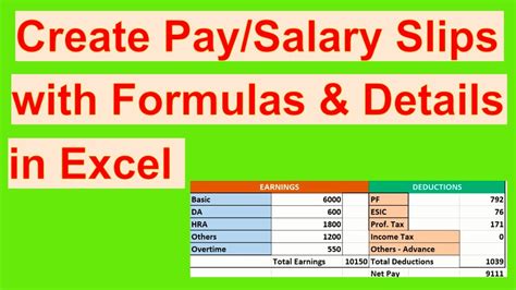 Salary Sheet In Excel Automatic Salary Slip Generator Youtube