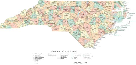 State Map Of North Carolina In Adobe Illustrator Vector
