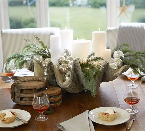 Maybe you would like to learn more about one of these? Scallop shell with evergreens and candles and ornaments ...
