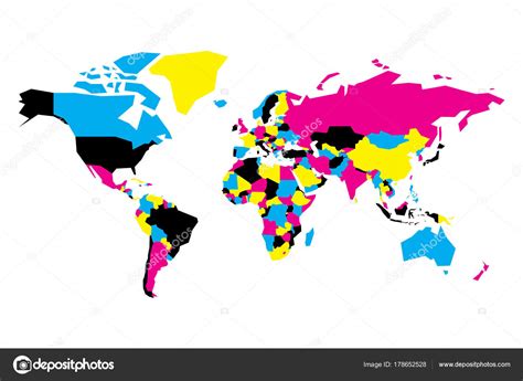 Mapa Político Del Mundo Mapa Vectorial Simplificado En Colores Cmyk