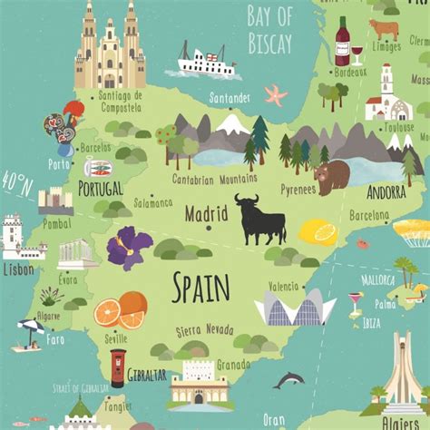 Illustrated Map Of Europe Childrens Europe Map A1 Etsy