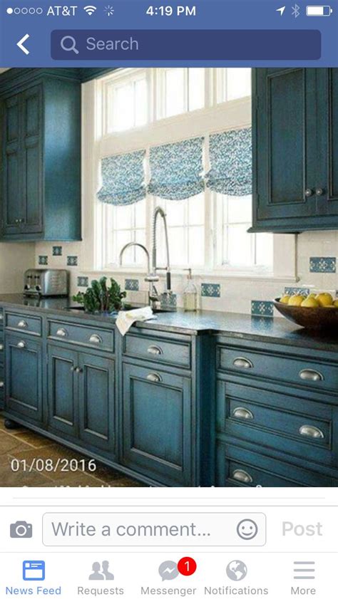 Painting kitchen cabinets the easy way tutorial. Painted cabinets. Made from chalk paint with Valspar Gypsy Teal and then a dark wax over a clear ...