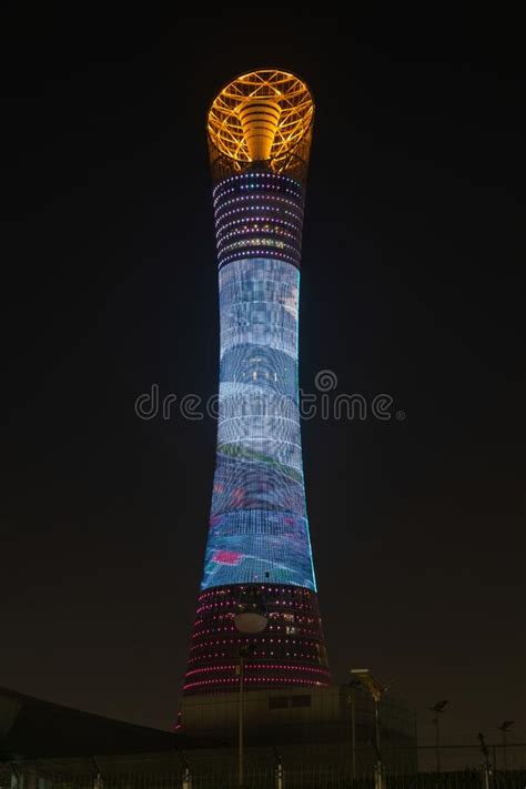 Aspire Tower Also Known As The Torch Doha Qatar Editorial Photo