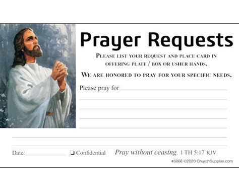 Church Prayer Request Cards Pkg Of 100
