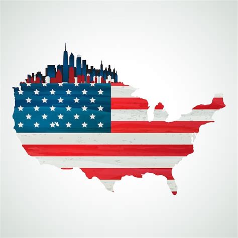 Premium Vector America Map And Waving Flag Independence Day Of Usa