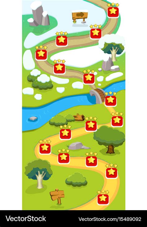 Cartoon Game Level Map Template Royalty Free Vector Image