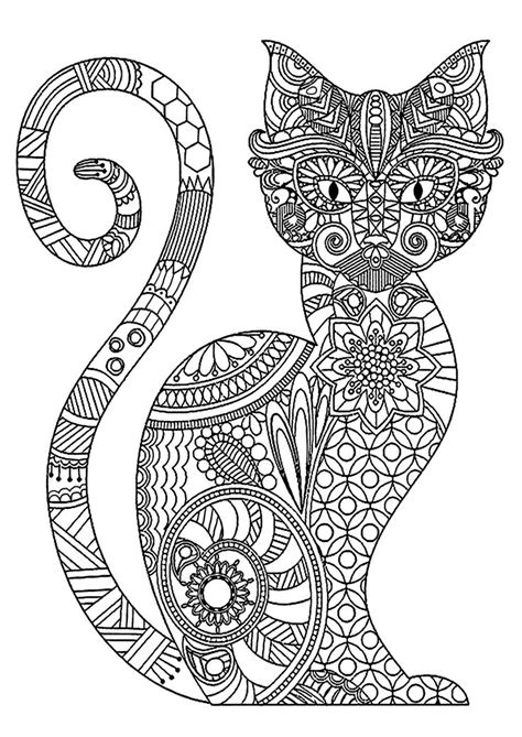 Free christmas colouring pages for adults to print coloring pages. Elegant cat with complex patterns | Coloriage chat ...