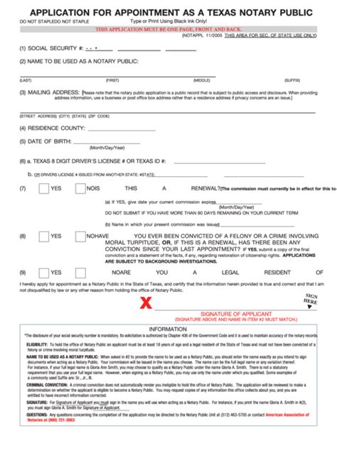 Form 2301 Application For Appointment As A Texas Notary Public
