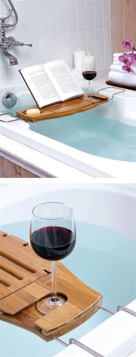 The first step is to simply purchase a piece of lumber large enough to fit your tub and hold all of your. 22 Cool Bathtub Caddies or Marvelous Bathtub Tray Design ...