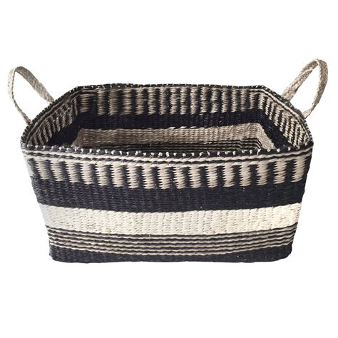 Discover laundry baskets on amazon.com at a great price. Black Striped Rectangular Seagrass Basket, Small (16.5 ...