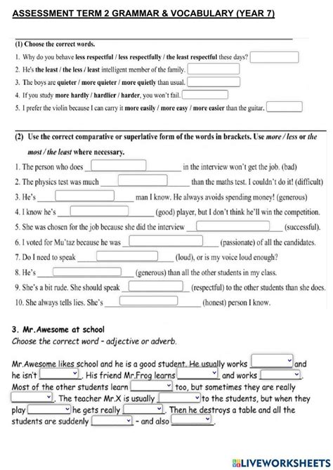 Grammar &vocabulary year 7 750735