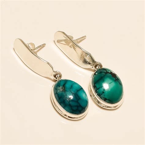 Natural Arizona Blue Turqupoise Earring Sterling Silver Handmade